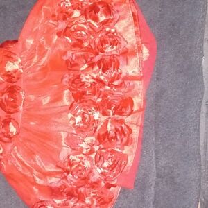 Elegant Red Floral Kids Formal Dress